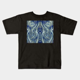 Blue Marble Aesthetic - Blue Fractals Abstract Pattern Kids T-Shirt